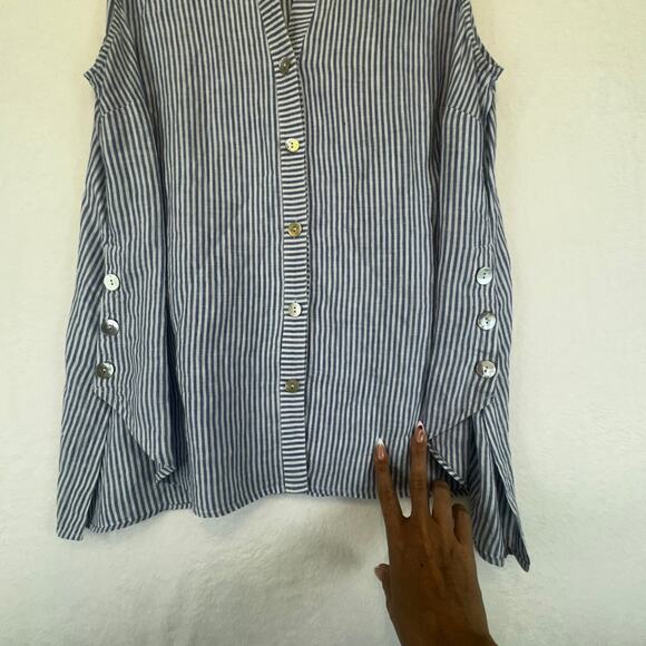 J. Jill Love Linen Women's Sleeveless Tunic Blouse Size 1X Pearl/Shell Buttons - Picture 7 of 12